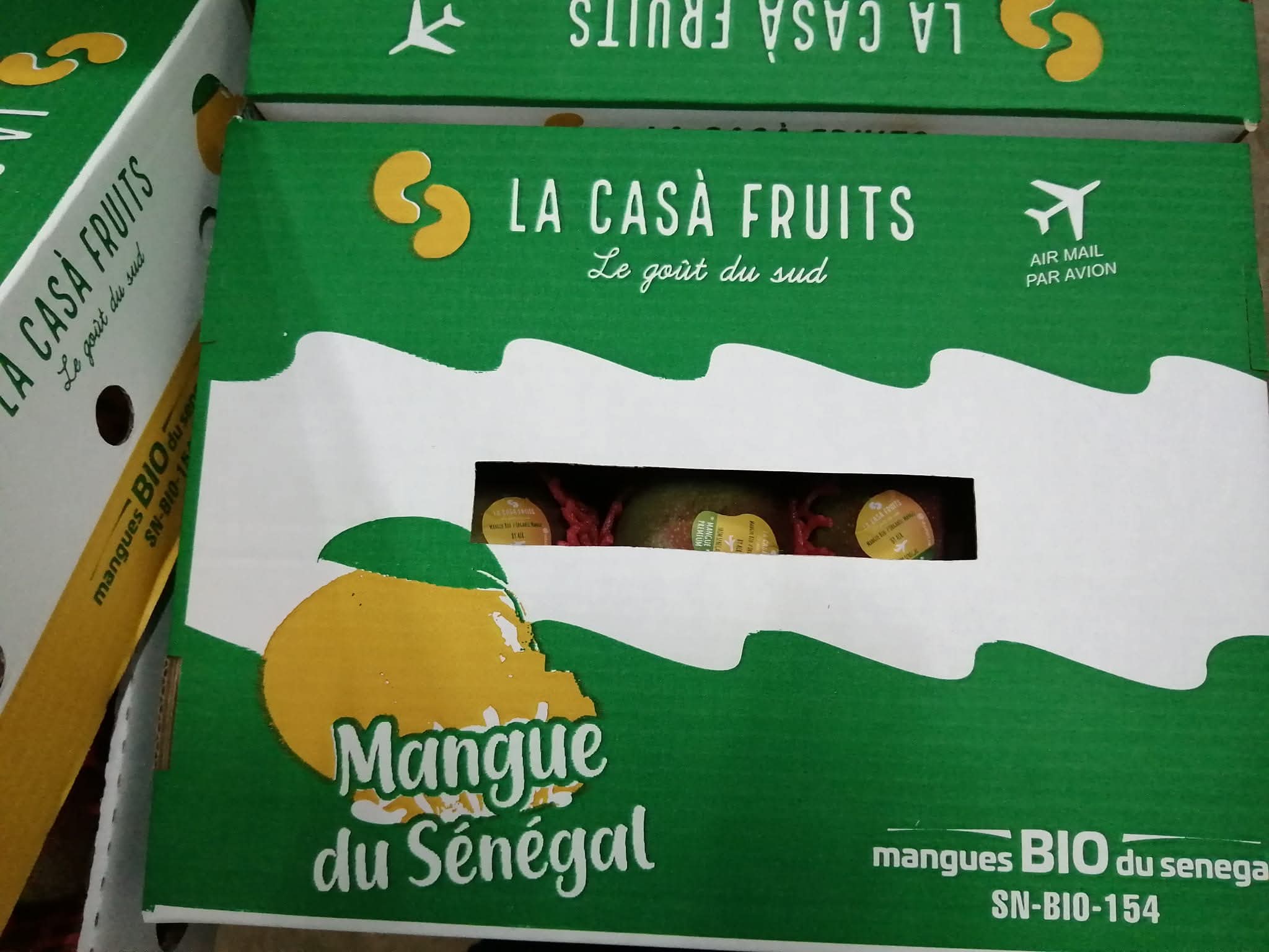 Carton gamme Air Mail mangue bio Sénégal